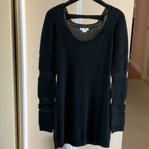 Helmut Lang Long Sleeve Black Sweater Dress, Small